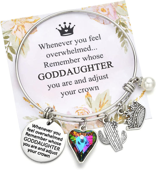 Inspirational Charm Bracelets Gifts for Aunt Mom Godmother Grandma Niece Sister Goddaughter Daughter Granddaughter Best Friend, Birthday Bangle Jewelry Gifts for Women and Teen Girls Apparel & Accessories > Jewelry > Bracelets Miss Pink Goddaughter  