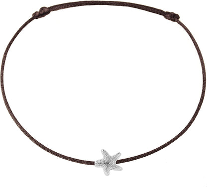 Selfmade Jewelry Anklet with Starfish Silver - Black Foot Chain Beach Jewelry Handmade Ankle Bracelet Adjustable Size Apparel & Accessories > Jewelry > Anklets Selfmade Jewelry Silver - Brown  