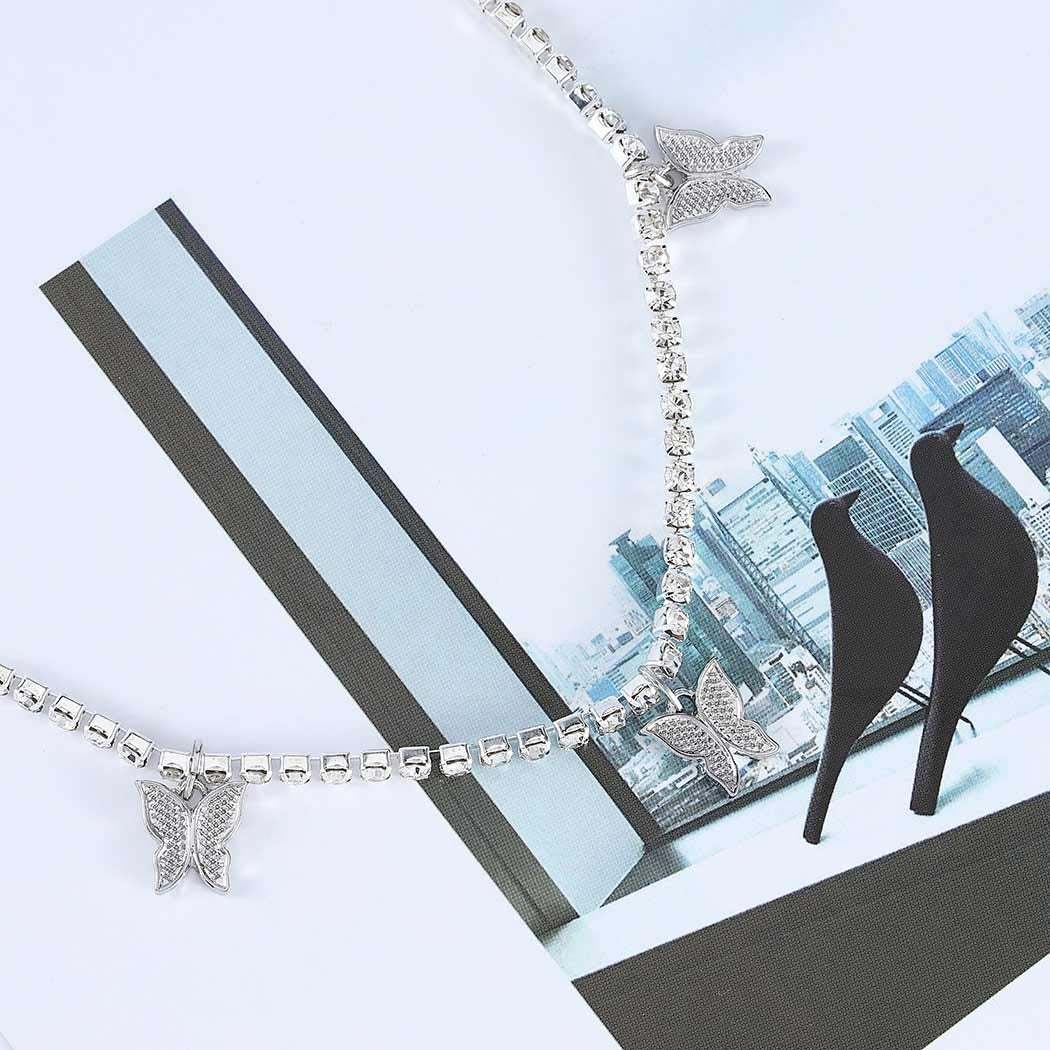 Jeweky Halloween Crystal Butterfly Waist Chain Belly Silver Belt Body Chains Summer Beach Body Accessories Jewelry for Women and Girls Apparel & Accessories > Jewelry > Body Jewelry Artist Unknown   