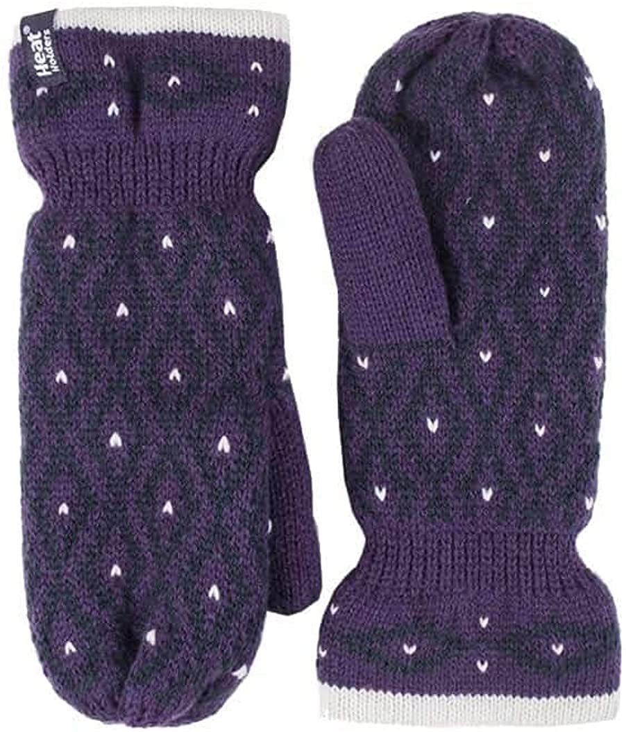 Heat Holders - Womens Warm Fleece Lined Thermal Cold Weather Knit Winter Mittens Apparel & Accessories > Clothing Accessories > Gloves & Mittens HEAT HOLDERS Purple One Size 