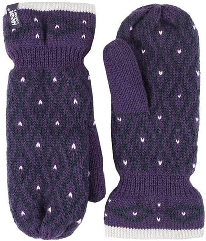 Heat Holders - Womens Warm Fleece Lined Thermal Cold Weather Knit Winter Mittens Apparel & Accessories > Clothing Accessories > Gloves & Mittens HEAT HOLDERS Purple One Size 