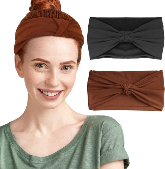 Moko Headbands for Women 2Pack, Versatile Solid Headband Hair Wrap Multi-Style Casual Sports Headwear, Stretchy Breathable Moisture Wicking Head Wrap for Workout, Running, Yoga Apparel & Accessories > Clothing Accessories > Headwear MoKo   