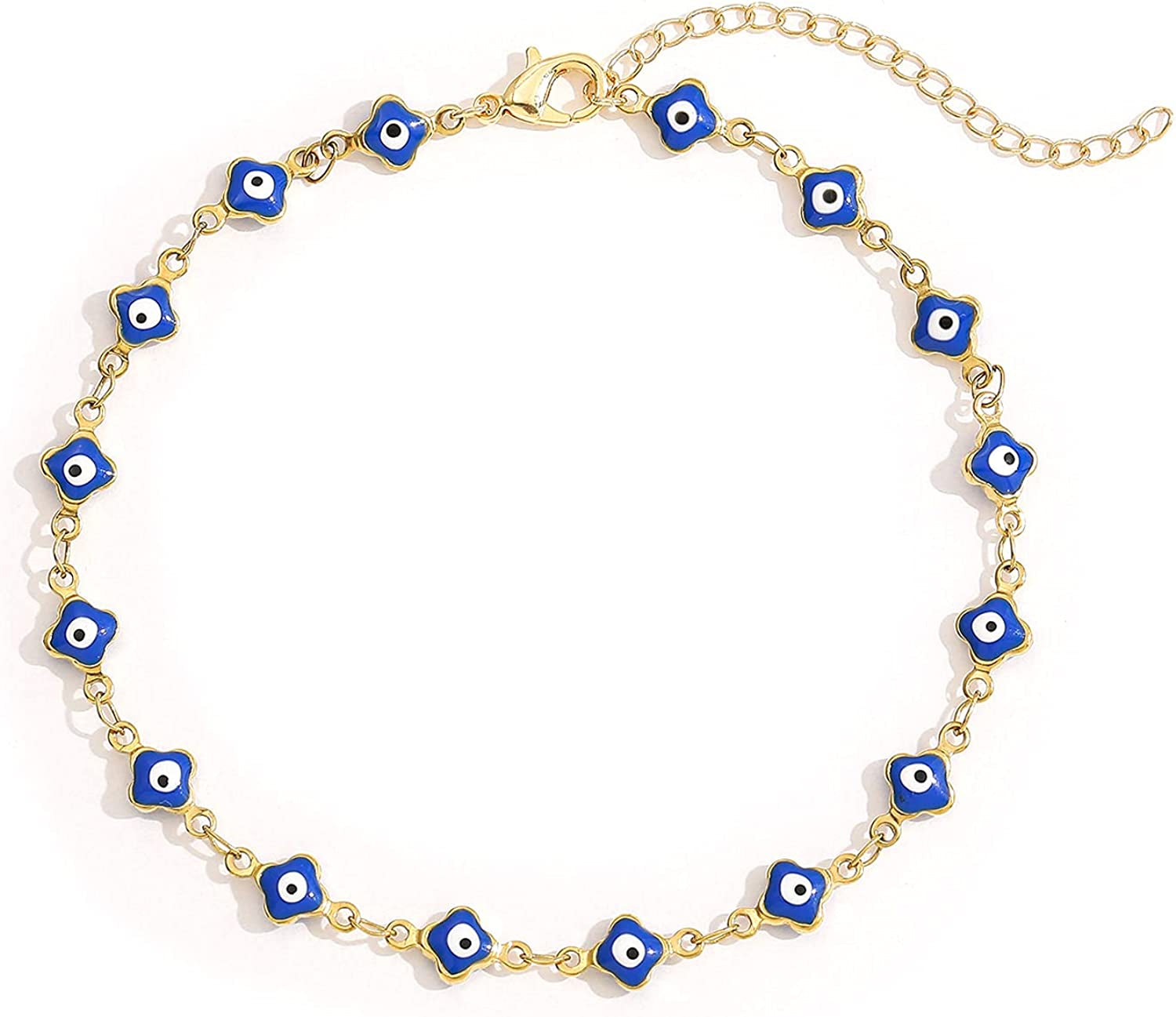 SLOONG Evil Eye Anklet Bracelet for Women Girls 14K Gold Plated Beach Foot Anklet Bracelet Summer Jewelry Beads Anklet Set, Adjustabe Size Apparel & Accessories > Jewelry > Anklets SLOONG Clover  