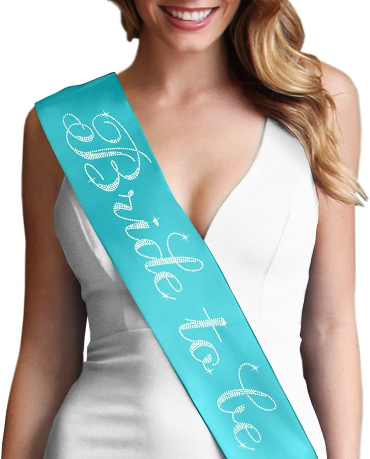 Blue Flirty Bride to Be Sash - Premium BRIDAL GRADE SATIN & Real CRYSTAL Rhinestone Bride to Be Satin Sash - Bachelorette Accessory Bride Gift - Classic Royal Blue Sash(Flrty B2B) Apparel & Accessories > Clothing Accessories > Sashes RhinestoneSash A: Turquoise (Bride to Be) One Size Fits Most 