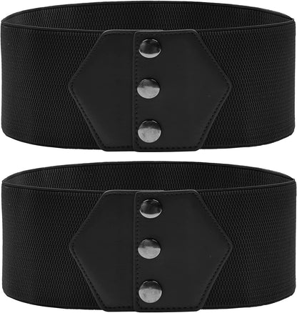 GRACE KARIN Women'S Snap-Button Corset Belt Wide Elastic Belts for Dress Stretchy Waistband Apparel & Accessories > Clothing Accessories > Belts GRACE KARIN Black + Black Small 