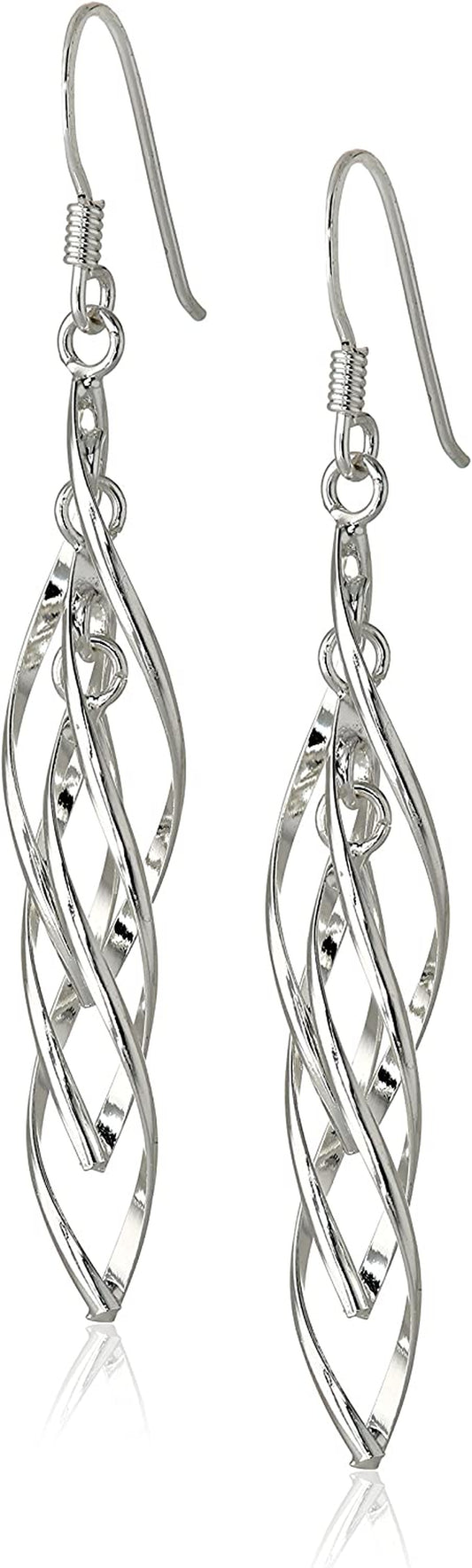Collection Sterling Silver Linear Swirl French Wire Earrings Apparel & Accessories > Jewelry > Earrings Amazon Collection Sterling Silver  