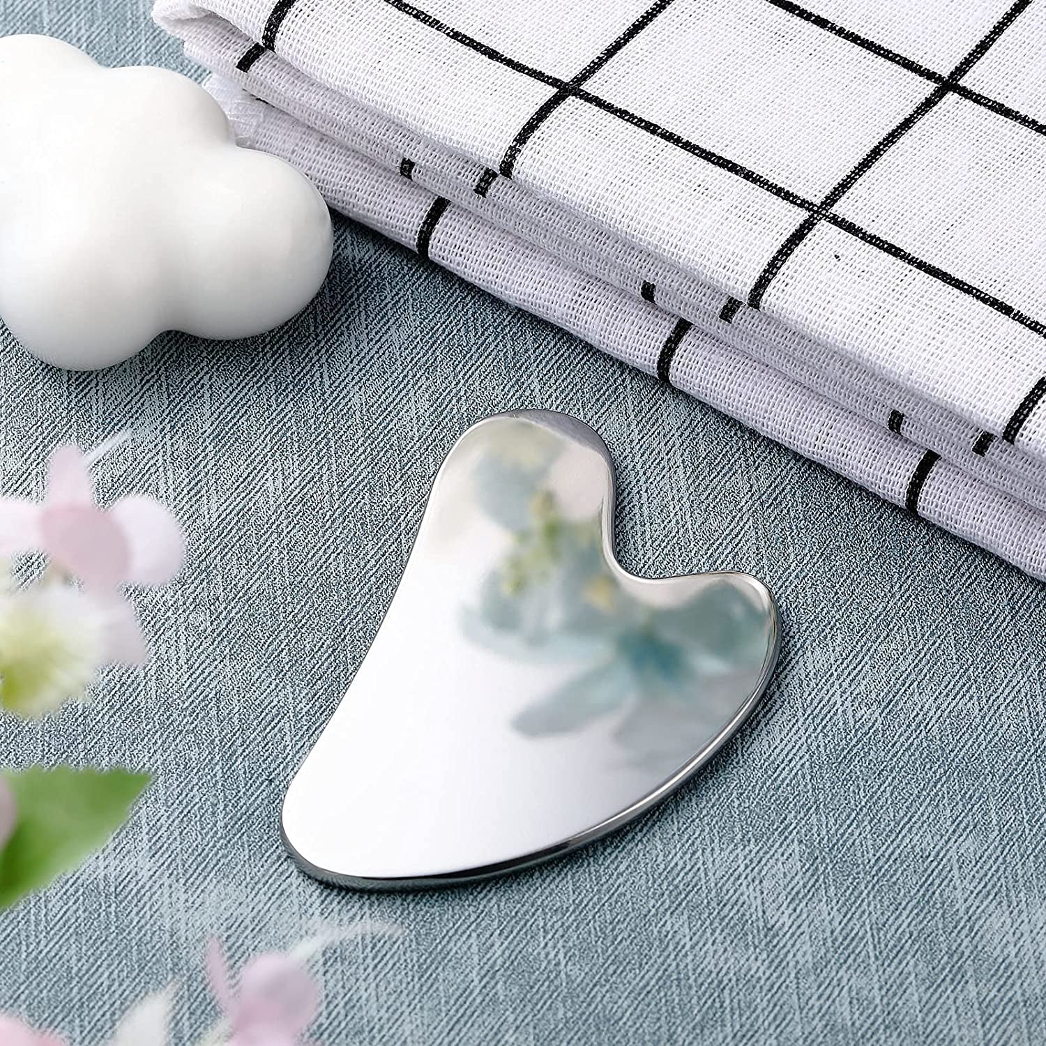 Nuanchu Stainless Steel Gua Sha Facial Tools Guasha Tool for Face Metal Gua Sha Tighten Skin Heart Massage Guasha Beauty Tool for Body Eyes Neck Massager with Travel Pouch (Heart Style) Health & Beauty > Personal Care > Cosmetics > Cosmetic Tools > Skin Care Tools Nuanchu   