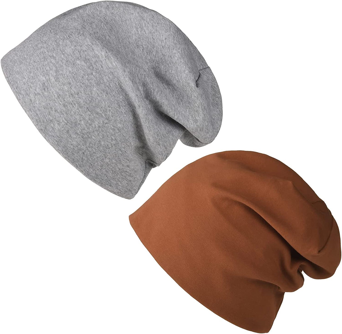 FURTALK Beanie for Womens Men Slouchy Cotton Beanies Summer Soft Skull Cap Lightweight Chemo Headwear Apparel & Accessories > Clothing Accessories > Headwear KYLIE MAX Light Grey+dark Orange  