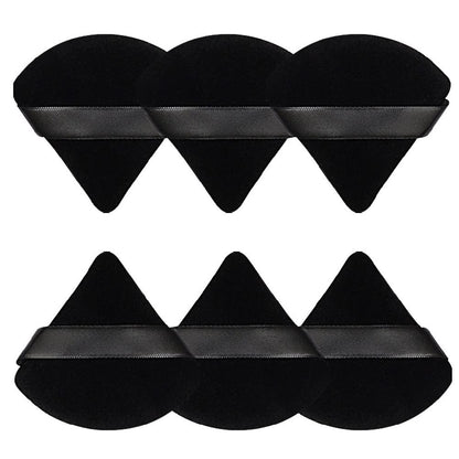 Pimoys 6 Pieces Powder Puff Face Soft Triangle Makeup Puff for Loose Powder Body Powder, Wedge Shape Velour Cosmetic Sponge for Contouring, under Eyes and Corners, Beauty Makeup Tools Health & Beauty > Personal Care > Cosmetics > Cosmetic Tools > Makeup Tools Pimoys Black  
