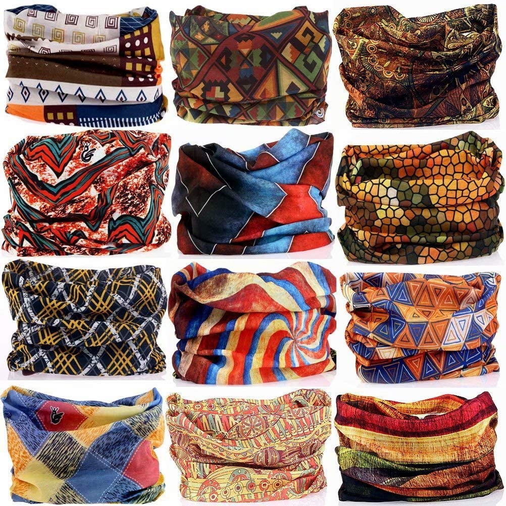DEMIL 6PCS/8PCS/12PCS Seamless Headband Bandanas Headwear for Men&Women Scarf Apparel & Accessories > Clothing Accessories > Headwear Demil Sports 12pcs-brown  
