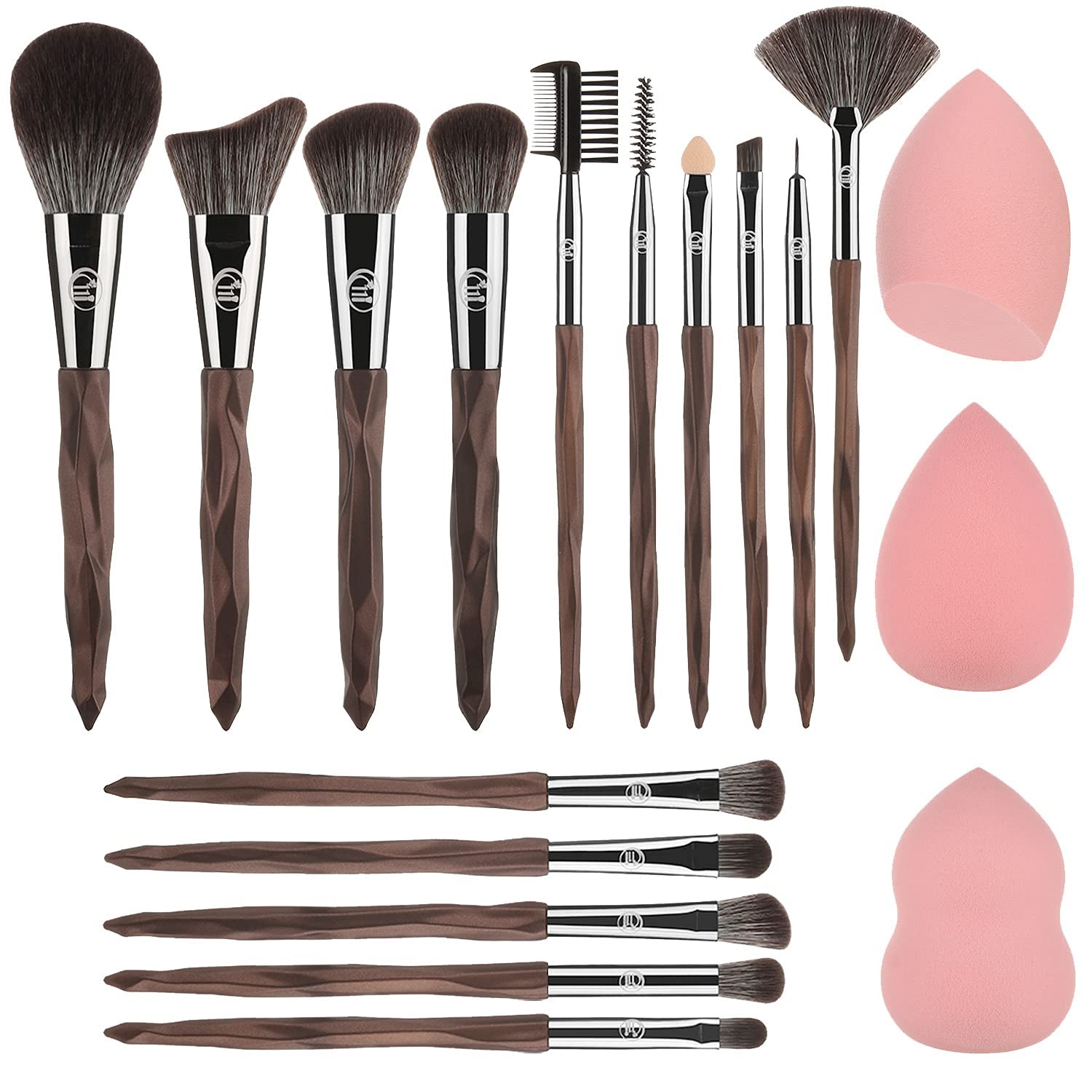 Makeup Brushes 15Pcs Makeup Brush Set with 3Pcs Makeup Sponge Soft Synthetic Hair Face Make up Brush Tools for Foundation, Powder, Eyeshadow, Eyebrow, Eyeliner, Blending (Blue)… Health & Beauty > Personal Care > Cosmetics > Cosmetic Tools > Makeup Tools 111 Coffee  
