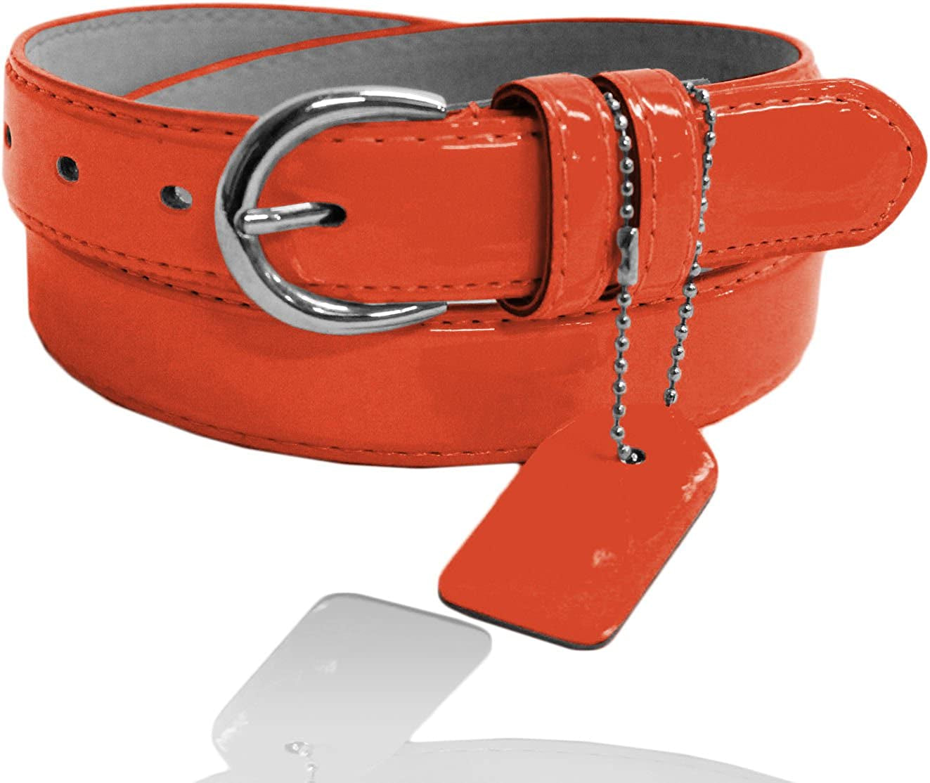 Women'S Casual Solid Colors Faux Leather 1" Belt with Single Prong Buckle Apparel & Accessories > Clothing Accessories > Belts JOTW Neon Orange Small 