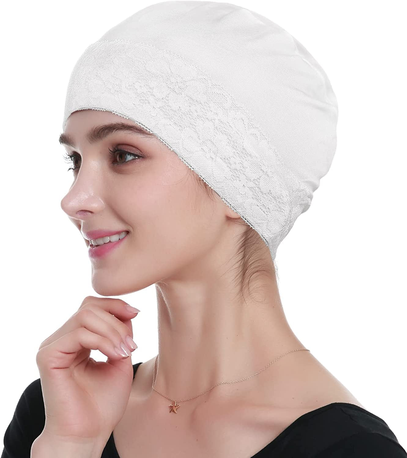 Bamboo Sleep Beanie Cap Head Coverings for Women Hair Loss Apparel & Accessories > Clothing Accessories > Headwear KYLIE MAX Off-white  