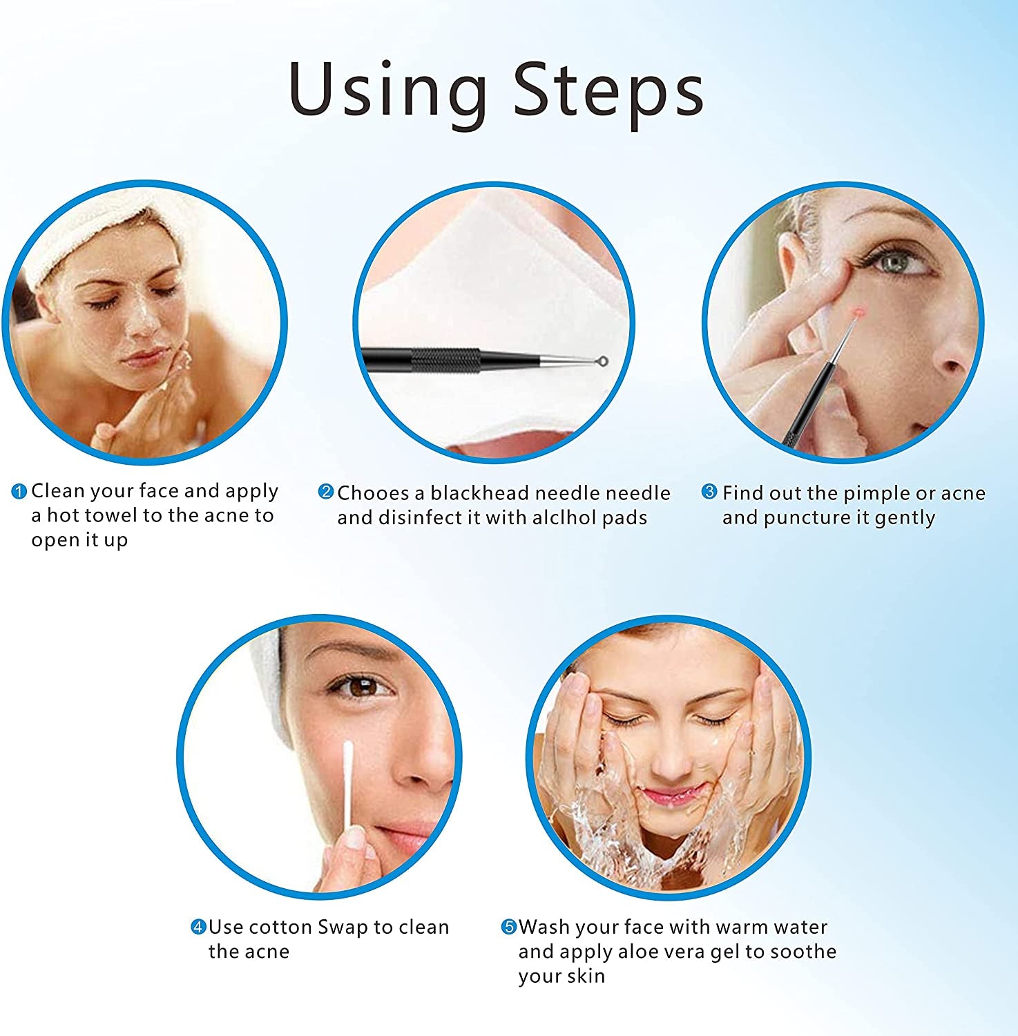 Pimple Popper Tool Kit 11 Pcs, Ybaoo Blackhead Remover Pimple Extractor Tools with Metal Case for Quick and Easy Removal of Blackheads,Pimples,Whiteheads,Zit Popper,Forehead,Facial and Nose (Black) Health & Beauty > Personal Care > Cosmetics > Cosmetic Tools > Skin Care Tools Ybaoo   