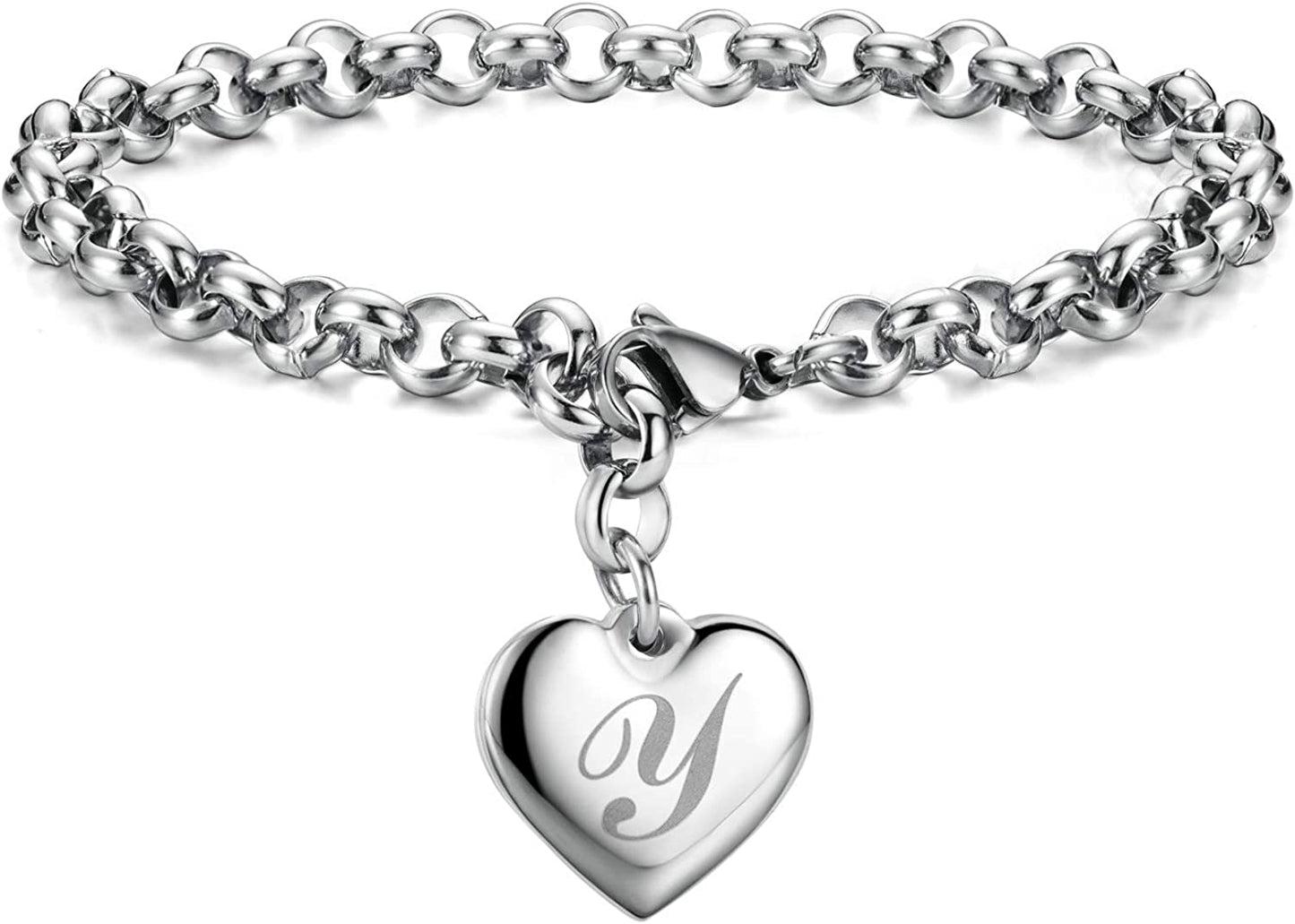 Heart Initial Charm Bracelets for Teen Girls Letters Alphabet Bracelet Jewelry for Girls Gifts for Teenage Girls Apparel & Accessories > Jewelry > Bracelets Monily Y  