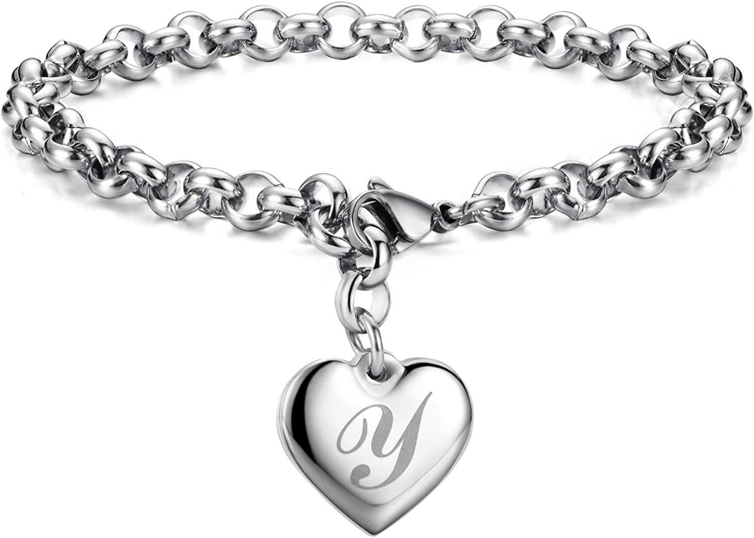 Heart Initial Charm Bracelets for Teen Girls Letters Alphabet Bracelet Jewelry for Girls Gifts for Teenage Girls Apparel & Accessories > Jewelry > Bracelets Monily Y  