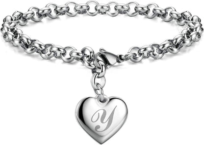 Heart Initial Charm Bracelets for Teen Girls Letters Alphabet Bracelet Jewelry for Girls Gifts for Teenage Girls Apparel & Accessories > Jewelry > Bracelets Monily Y  