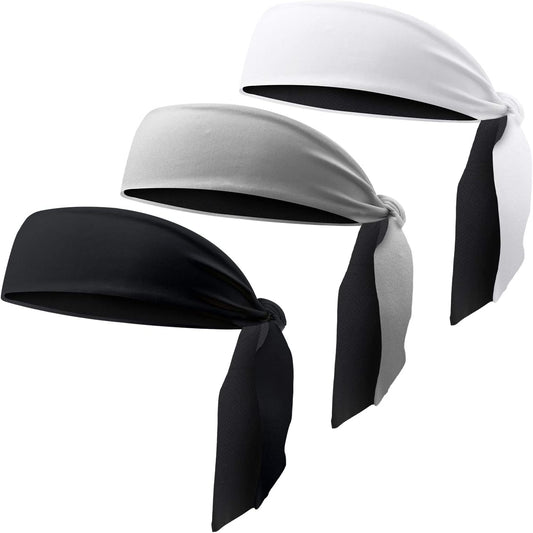 Easyoung Mens Headband for Sport 3 Pack, Sweatband & Workout Headband Tie, Non Slip Moisture Wicking Headbands for Running, Tennis, Cycling, Yoga, Hairband for Women and Men Apparel & Accessories > Clothing Accessories > Bandanas & Headties EasYoung 01.3Pcs Black+Gray+White  