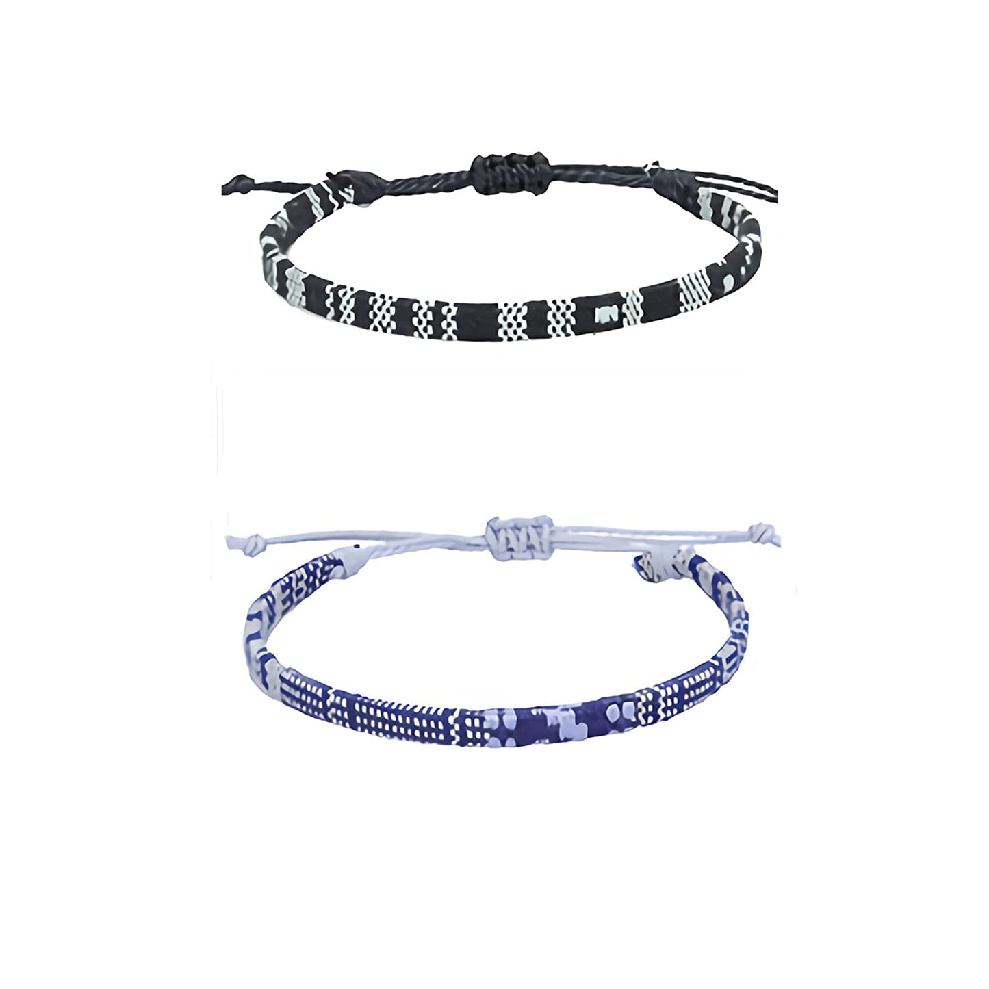 Bracelets for Men-2 Surfer Beach Bracelet Set-Holiday Gift-Hand Made Boho Bracelets -Outdoor Sports Men'S and Women'S Anklet -Ethnic Hippie Style Accessories Apparel & Accessories > Jewelry > Bracelets MEINESQIS Black and white + blue white  