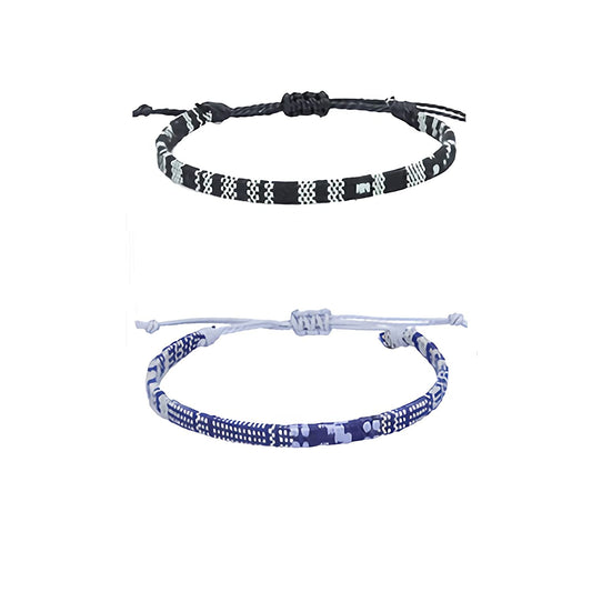 Bracelets for Men-2 Surfer Beach Bracelet Set-Holiday Gift-Hand Made Boho Bracelets -Outdoor Sports Men'S and Women'S Anklet -Ethnic Hippie Style Accessories Apparel & Accessories > Jewelry > Bracelets MEINESQIS Black and white + blue white  