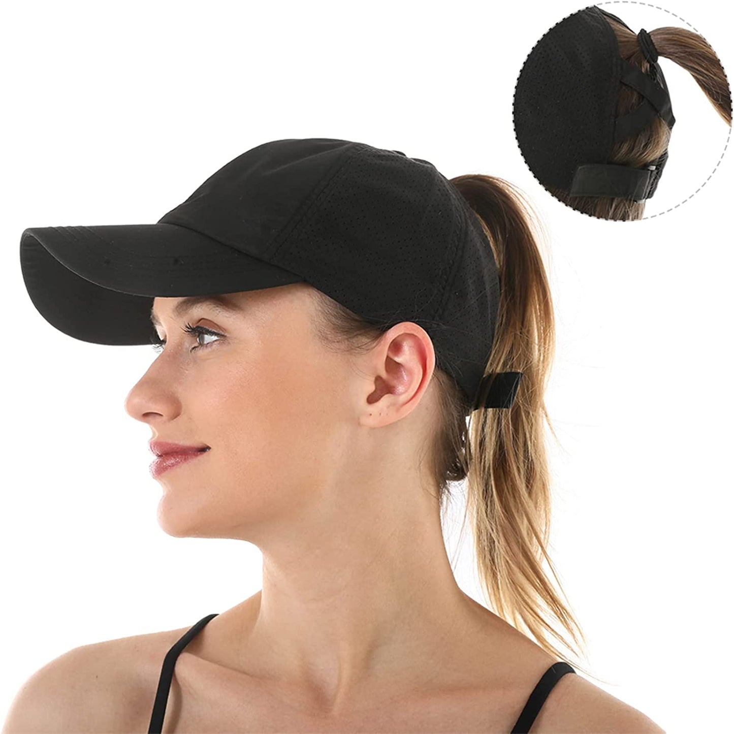 HGGE 2 Pack Womens Criss Cross Ponytail Baseball Caps Adjustable High Messy Bun Ponycap Quick Drying Hat Apparel & Accessories > Clothing Accessories > Hats HGGE   