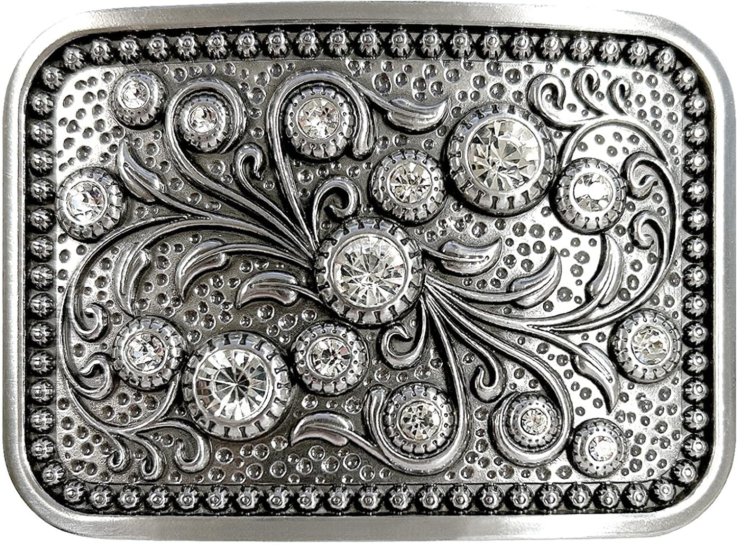 Western Antique Floral Engraved Rope Edge Design Belt Buckle Fits 1-1/2"(38Mm) Wide Belt Apparel & Accessories > Clothing Accessories > Belt Buckles Belts.com Rhinestone  