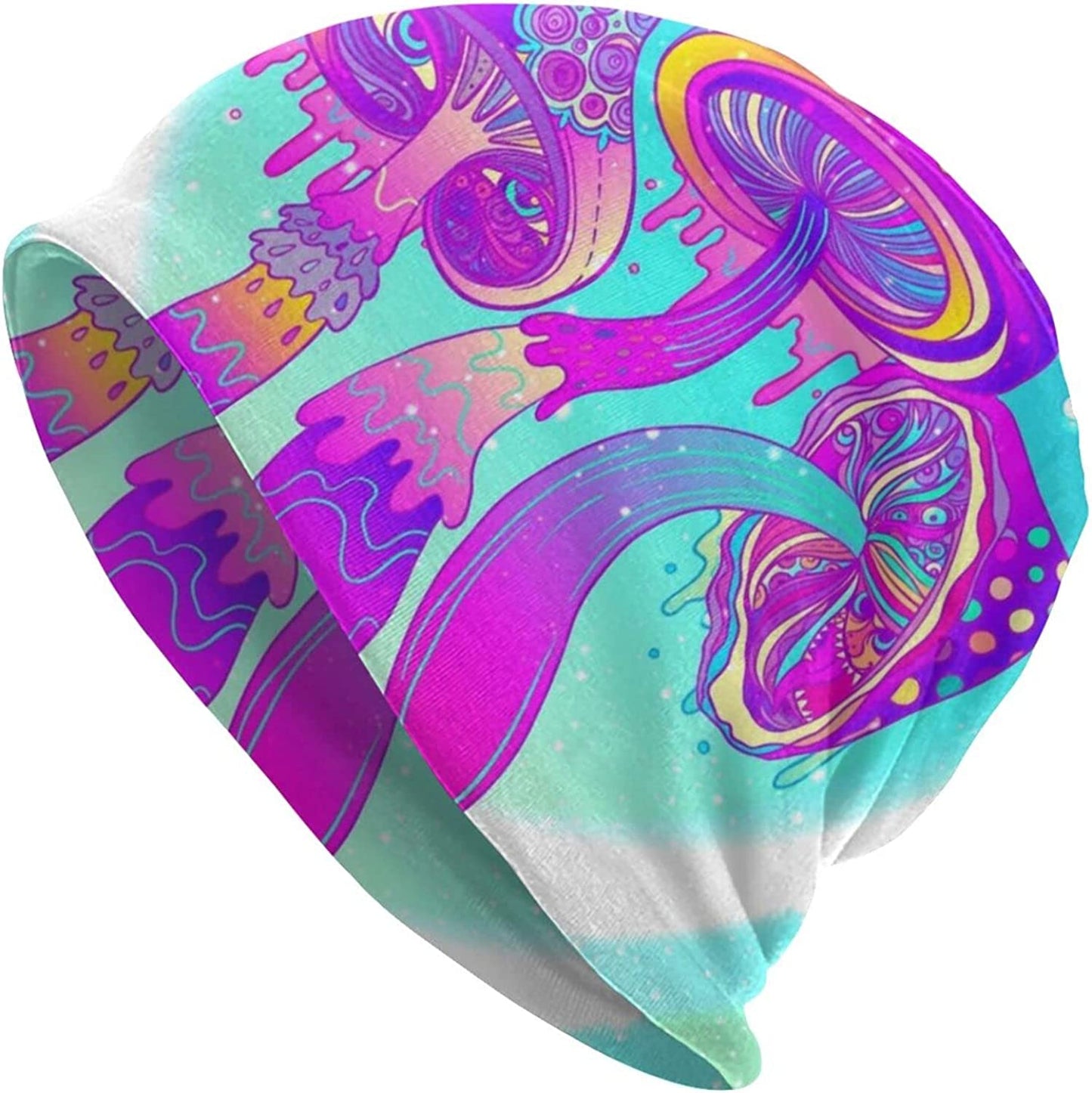 Gold Star Slouchy Beanie Chemo Headwear Knit Hat Scarf Sleep Skull Cap for Women Men Apparel & Accessories > Clothing Accessories > Headwear ybovejuk Magic Mushrooms Psychedelic One Size 