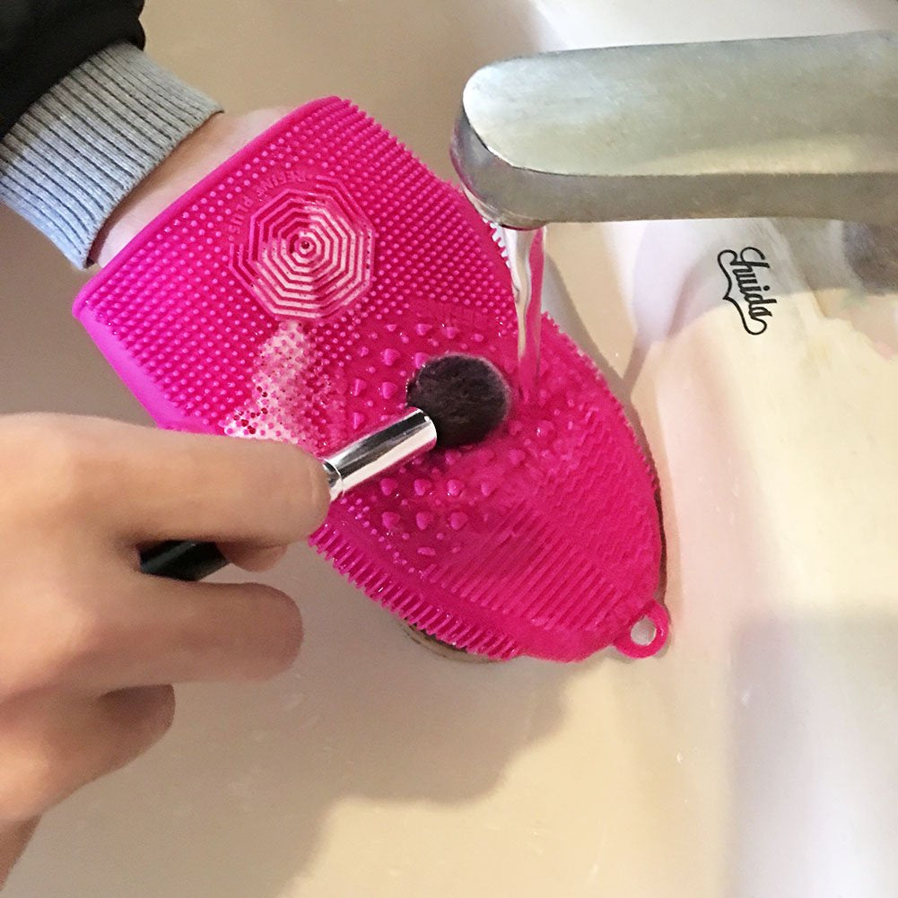 Scivokaval Makeup Brush Cleaner Glove Mat Mitt Silicone Cosmetic Cleaning Scrubber Tool Face Brushes and Eye Brush Washing Pad Pink (Rose Red) Health & Beauty > Personal Care > Cosmetics > Cosmetic Tools > Makeup Tools ScivoKaval   