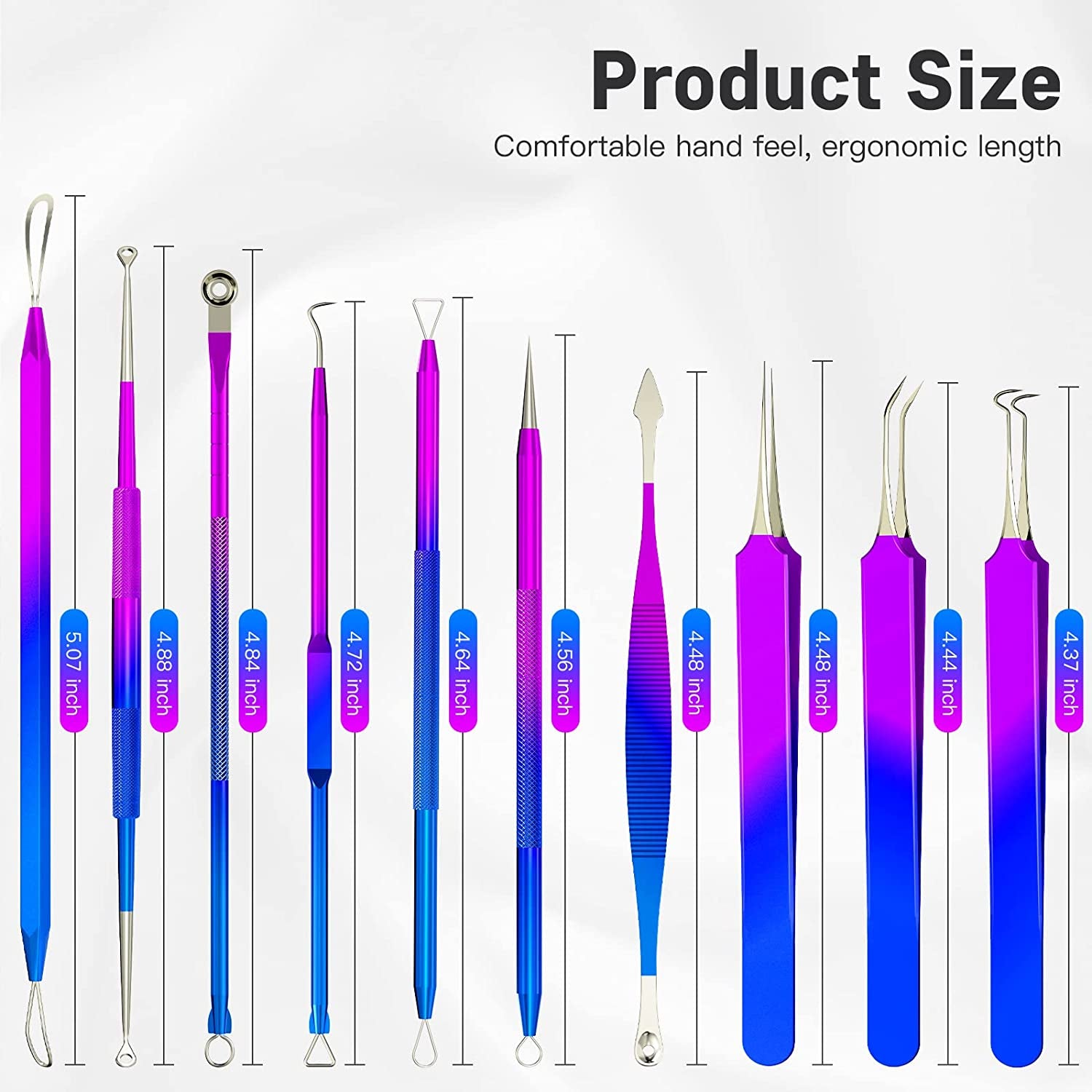 Pimple Popper Tool Kit, Rezhy 10 Pcs Blackhead Remover Comedone Extractor, Pimple Extractors Blackhead Extractor Kit for Acne Blemish Removal with Metal Case (Multicolor) Health & Beauty > Personal Care > Cosmetics > Cosmetic Tools > Skin Care Tools Rezhy   