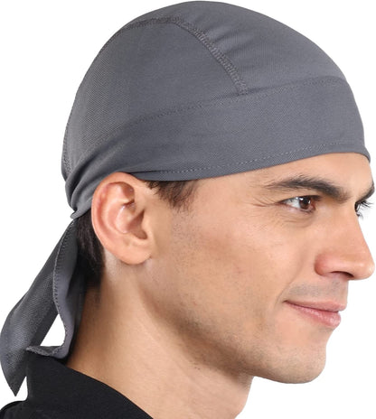 Cooling Helmet Liner - Do Rag Skull Cap for Men - Head Scarf, Bandana, Head Wrap, Beanie for Motorcycle, Cycling, Sports Apparel & Accessories > Clothing Accessories > Headwear Tough Headwear Dark Gray  