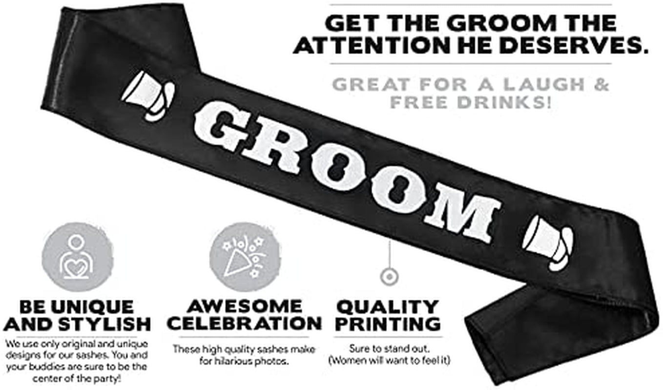 Brosash Groom Sash, Bachelor Party Sash Groom to Be Ideas Supplies Gifts Joke Favors Bachelorette Party Supplies Decorations Decor Wedding Shower Gift Bride Engagement Bridal (White) Apparel & Accessories > Clothing Accessories > Sashes Brosash   