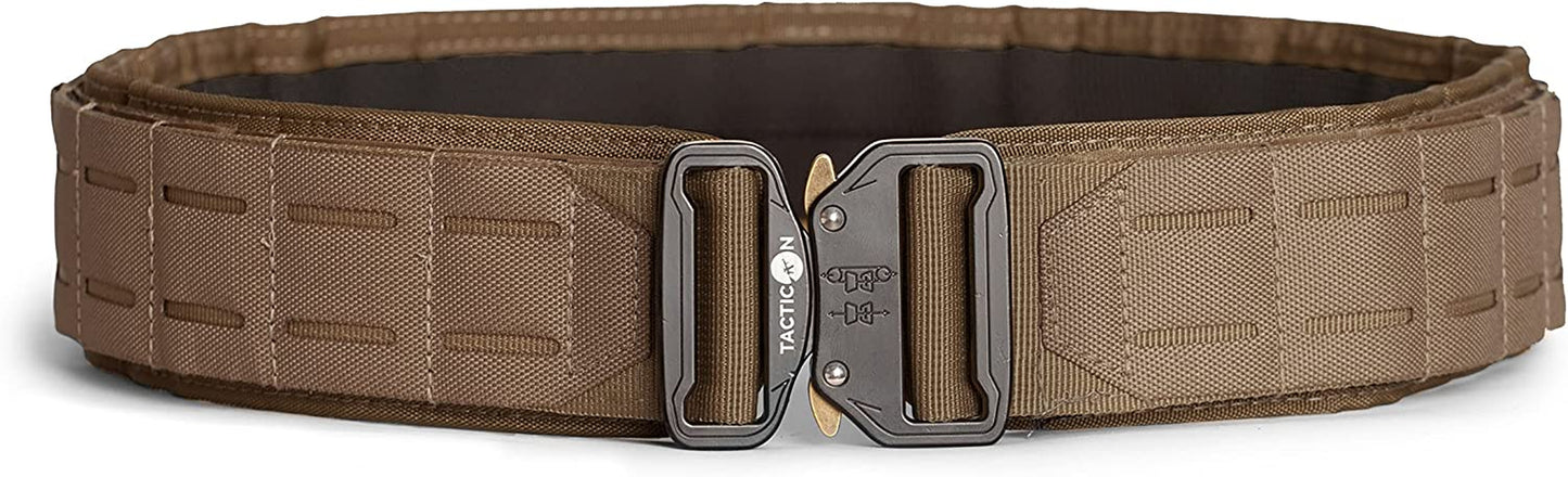 Tacticon Battle Belt | Combat Veteran Owned Company | Padded Tactical Belt | Duty Belt with Metal Quick Release Buckle Apparel & Accessories > Clothing Accessories > Belts Tacticon Coyote Brown L [40" - 46" Waist] 