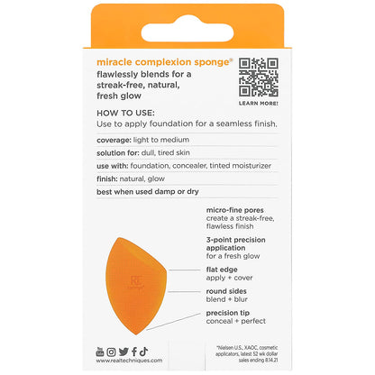 Real Techniques Miracle Complexion Sponge, Beauty Sponge for Makeup Blending & Foundation Application, Streak Free Full Coverage Finish, 1 Count Health & Beauty > Personal Care > Cosmetics > Cosmetic Tools > Makeup Tools Real Techniques   