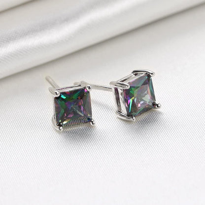 Buycitky 18K White Gold Plated Multicolor Black Cubic Zirconia Stud Earrings for Women Teen Girls Jewelry Apparel & Accessories > Jewelry > Earrings Buycitky   