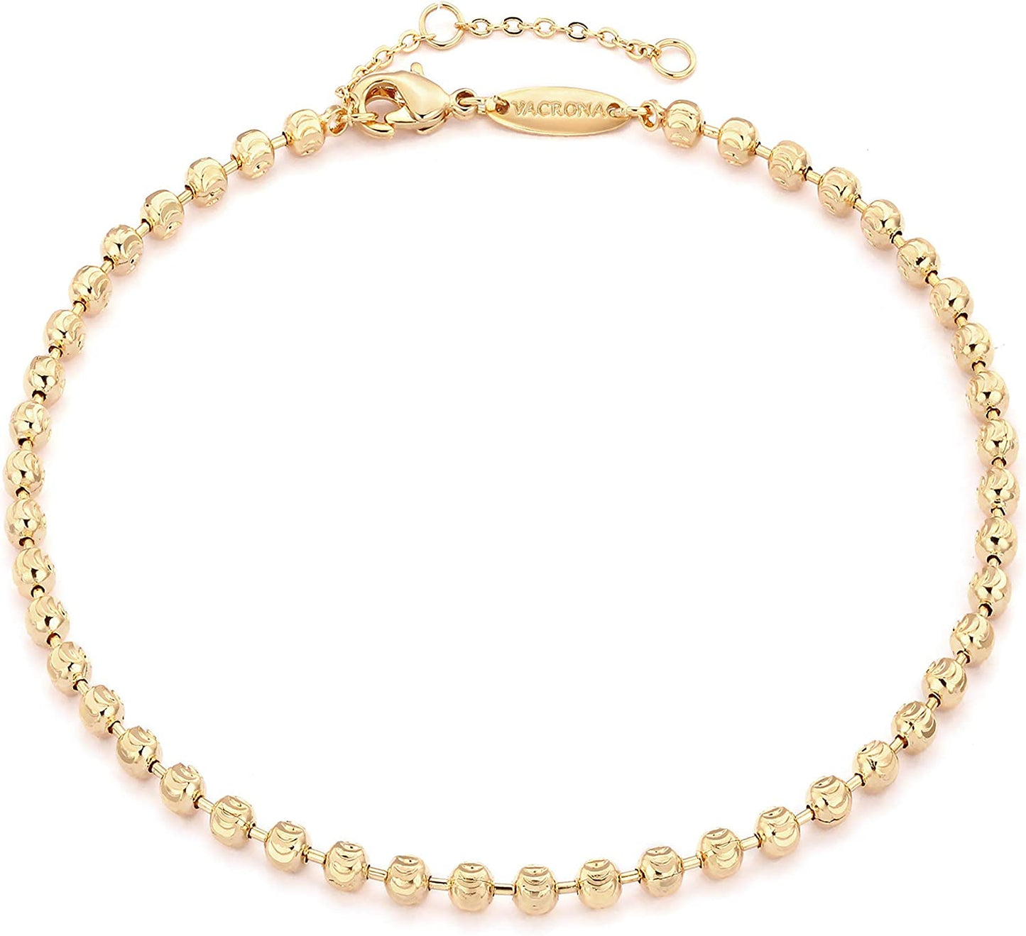 VACRONA Gold Anklets for Women 14K Gold Plated Boho Beach Beaded Chain Anklet Dainty Turquoises Evil Eye Ankle Bracelet Adjustable Chain Anklet Foot Jewelry Apparel & Accessories > Jewelry > Anklets VACRONA chunky beads B  