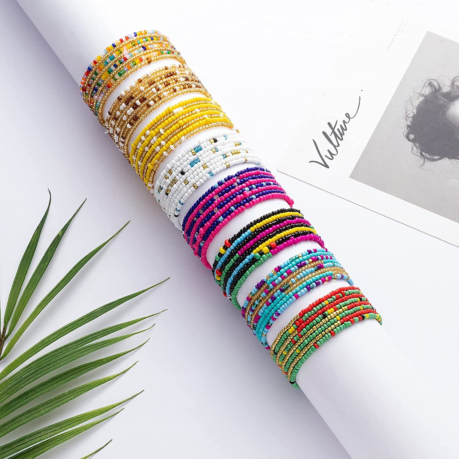 TOSGMY 32Pcs Colorful Waist Beads for Women Girls Belly Chain Body Jewelry Set Waist Chain Summer Bikini Body Chain Apparel & Accessories > Jewelry > Body Jewelry TOSGMY   