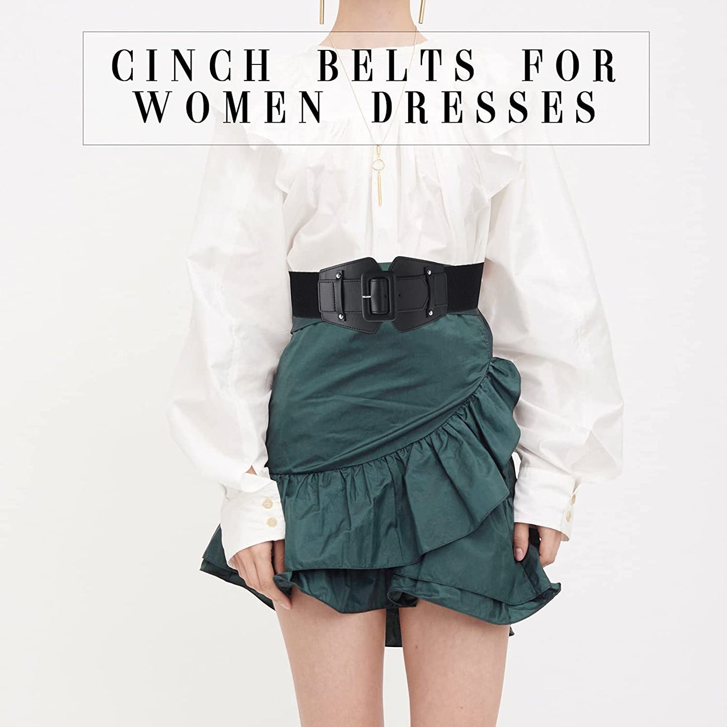 Women Wide Stretchy Cinch Belts Corset Belt Retro Chunky Buckle Belts Waist Belt Waistband for Dresses Coats Apparel & Accessories > Clothing Accessories > Belts Geyoga   