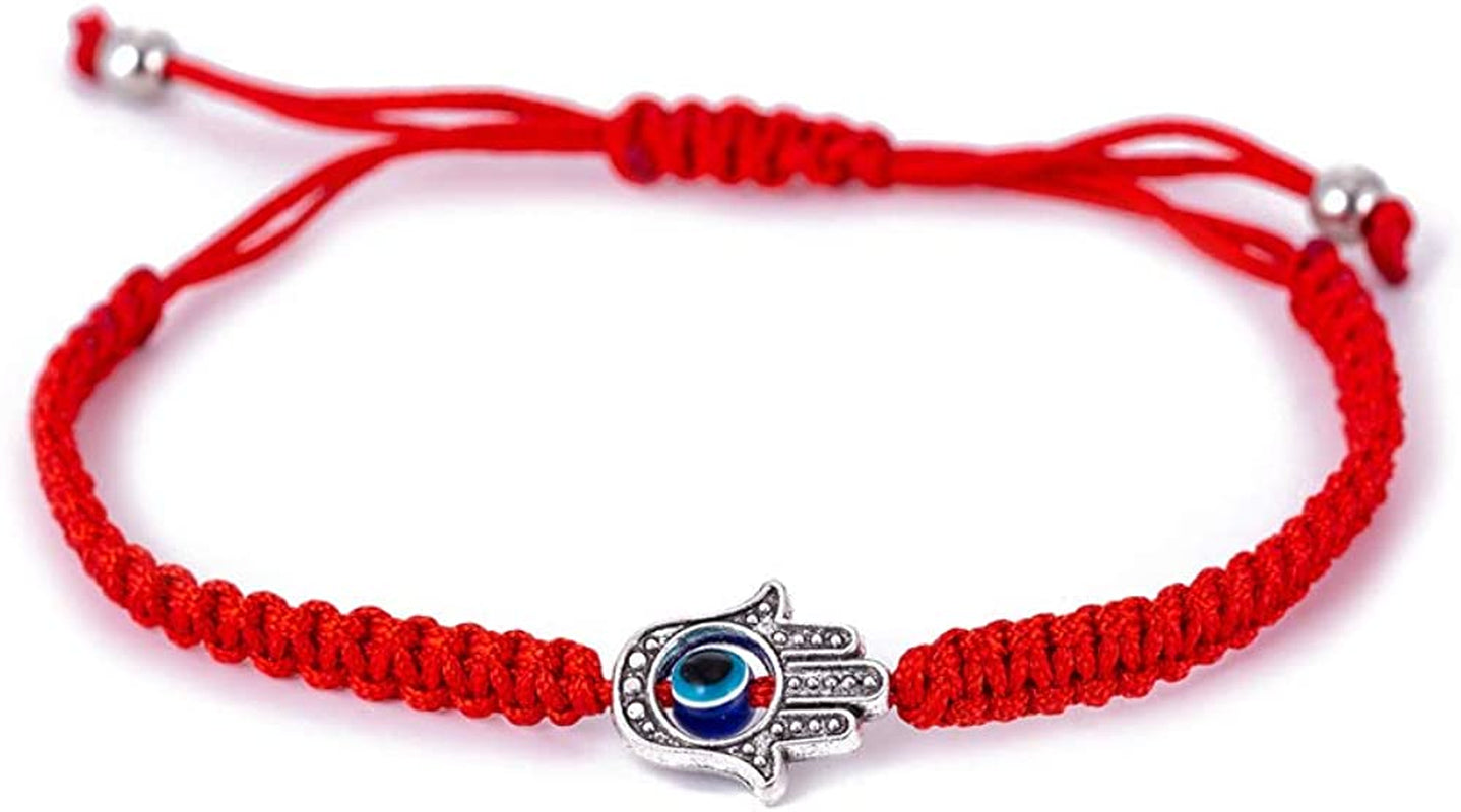 Handmade String Evil Eye Bracelet for Women Men Girls Boys Black Red Thread Adjustable Bracelets Minimalist Jewelry Apparel & Accessories > Jewelry > Bracelets kelistom 01. red hand  