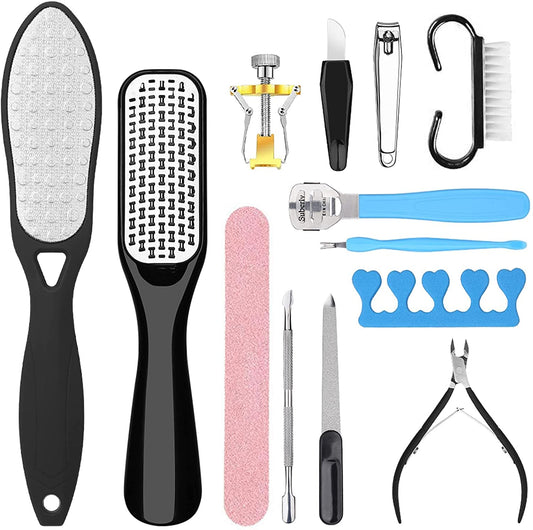 Professional Pedicure Tools Set, 13 in 1 Stainless Steel Foot Care Kit Foot Rasp Dead Skin Remover Pedicure Kit, Feet File Kit Feet Callus Remover with Storage Box for Men Women Travel Health & Beauty > Personal Care > Foot Care HAPYTHDA   