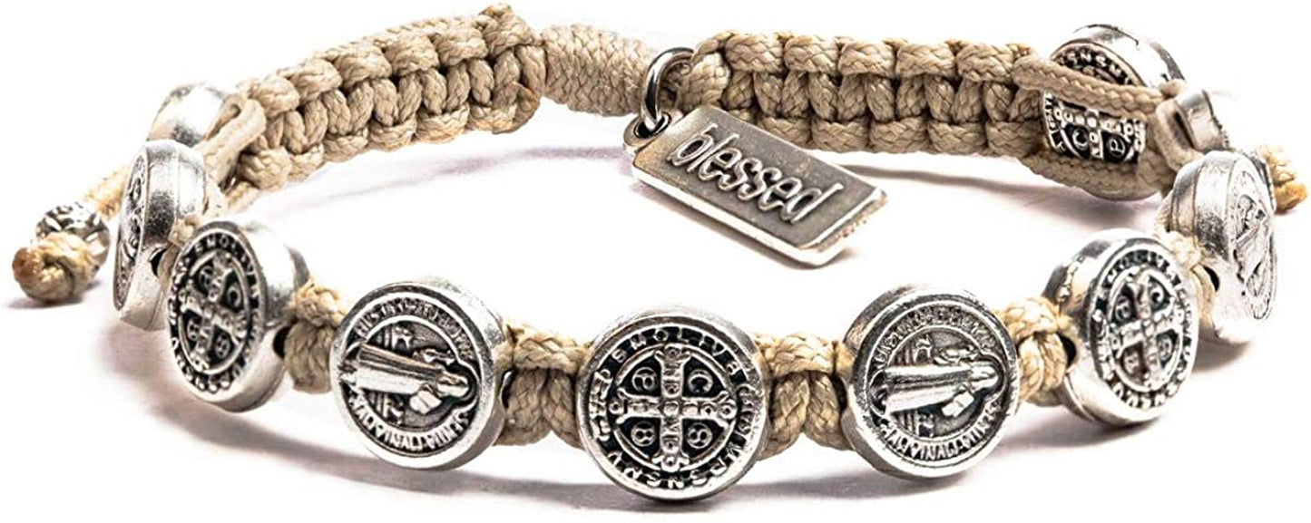 My Saint My Hero Benedictine Blessing Bracelet - Tan/Silver Apparel & Accessories > Jewelry > Bracelets My Saint My Hero   
