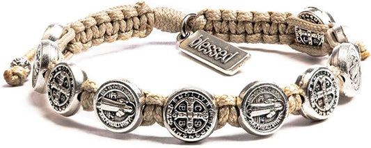 My Saint My Hero Benedictine Blessing Bracelet - Tan/Silver Apparel & Accessories > Jewelry > Bracelets My Saint My Hero   
