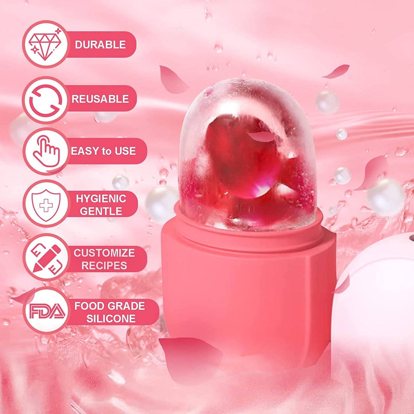 Ice Roller for Face Eye and Neck, Esznuoky Facial Beauty Ice Mold for Brighten Skin & Enhance Your Natural Glow, Cold Therapy Massage Tool for Shrink Pores, Reduce Acne (Pink) Health & Beauty > Personal Care > Cosmetics > Cosmetic Tools > Skin Care Tools Esznuoky   