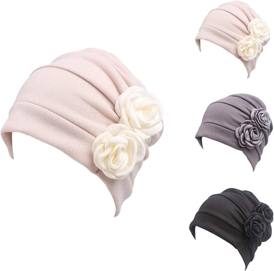 Ever Fairy 3 Colors Chemo Cancer Head Scarf Hat Cap Ethnic Cloth Print Turban Headwear Women Stretch Flower Muslim Headscarf (3 Colors Back-H1) Apparel & Accessories > Clothing Accessories > Headwear Ever Fairy   