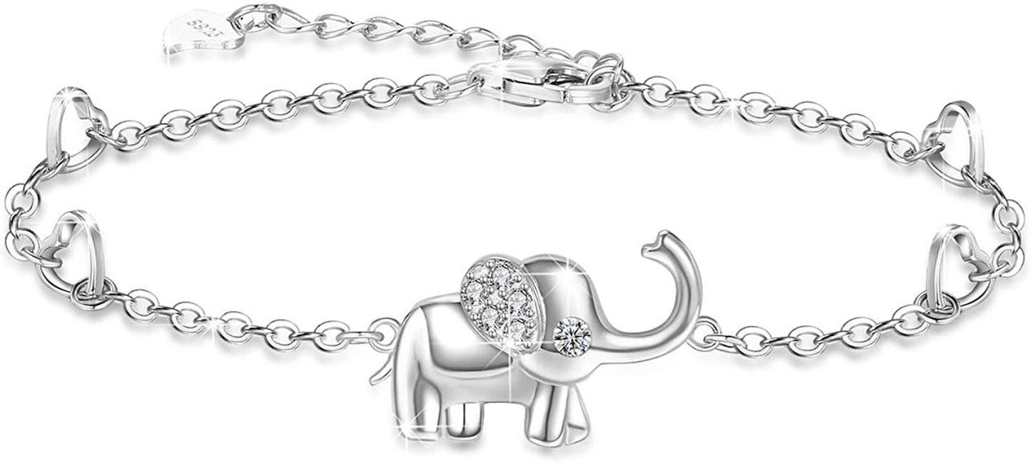 Onesight Elephant Bracelet/Anklets/Necklace/Earring for Women 925 Sterling Silver Elephants Bracelets Jewelry Apparel & Accessories > Jewelry > Anklets OneSight Anklet(Large Bracelet)  