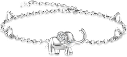 Onesight Elephant Bracelet/Anklets/Necklace/Earring for Women 925 Sterling Silver Elephants Bracelets Jewelry Apparel & Accessories > Jewelry > Anklets OneSight Anklet(Large Bracelet)  