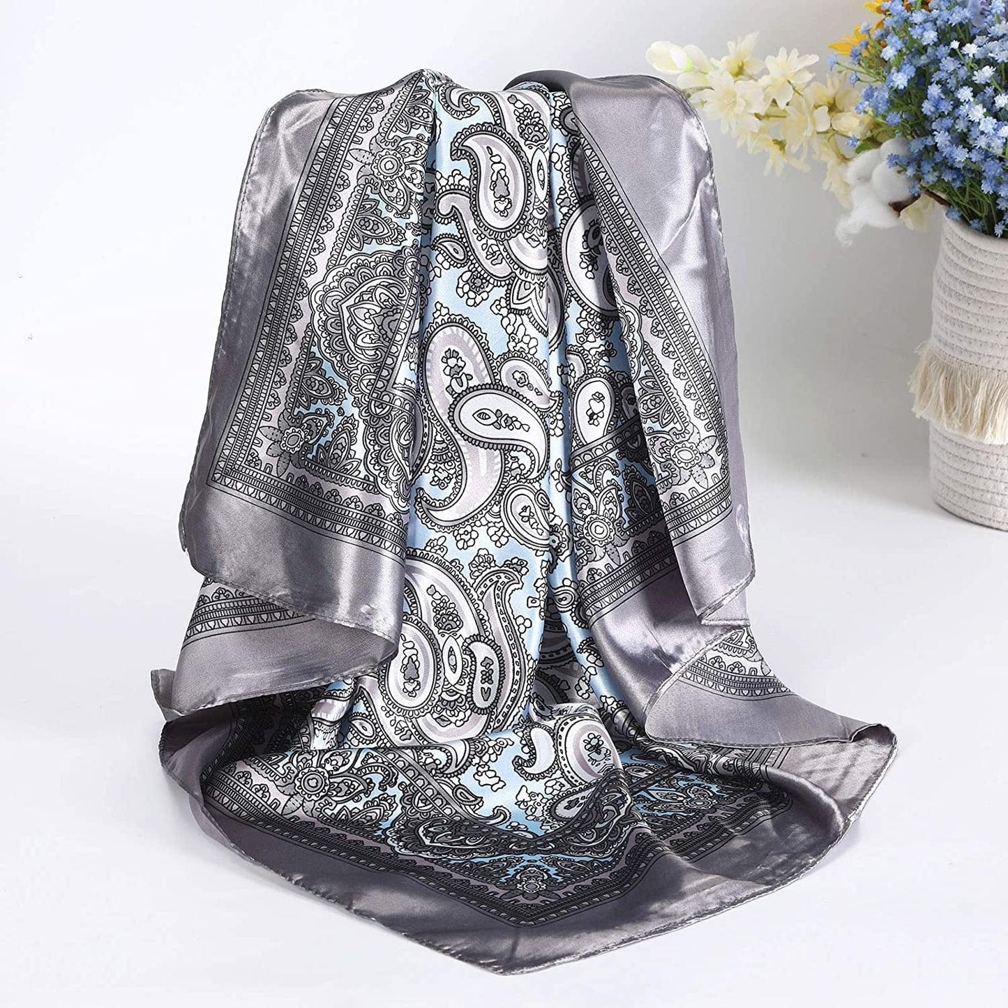 35” Satin Large Square Head Scarves - 4PCS Silk like Neck Scarf Hair Sleeping Wraps Lightweight Satin Silk Scarfs for Women Apparel & Accessories > Clothing Accessories > Headwear AWAYTR   
