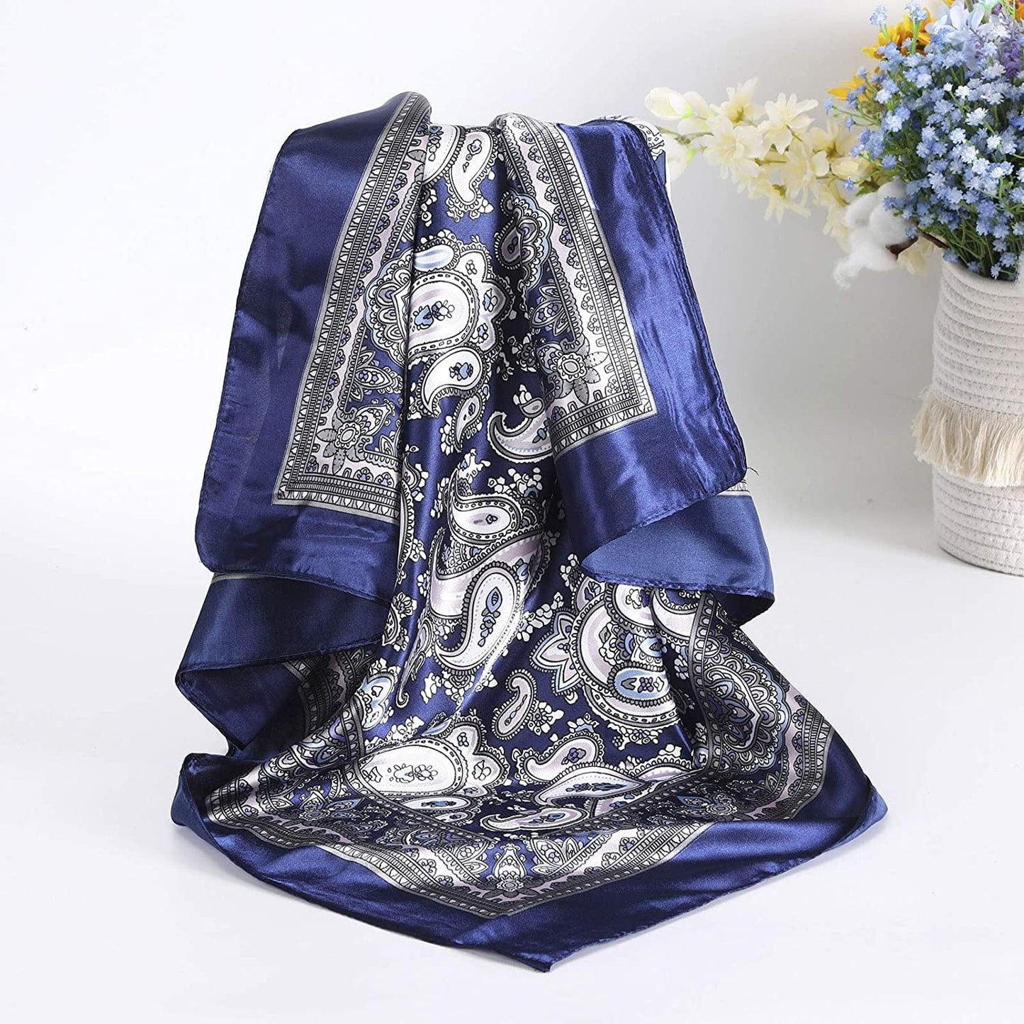 35” Satin Large Square Head Scarves - 4PCS Silk like Neck Scarf Hair Sleeping Wraps Lightweight Satin Silk Scarfs for Women Apparel & Accessories > Clothing Accessories > Headwear AWAYTR   