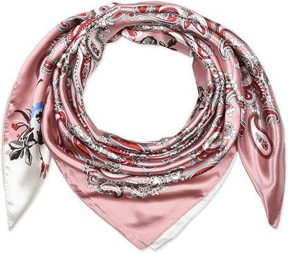 35 X 35 Women Square Satin Silk like Head Scarf Hair Wrap Night Sleeping Decoration Apparel & Accessories > Clothing Accessories > Bandanas & Headties corciova   