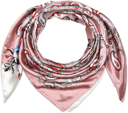 35 X 35 Women Square Satin Silk like Head Scarf Hair Wrap Night Sleeping Decoration Apparel & Accessories > Clothing Accessories > Bandanas & Headties corciova   