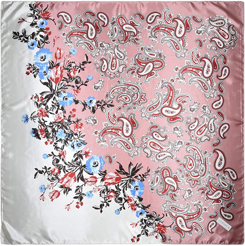 35 X 35 Women Square Satin Silk like Head Scarf Hair Wrap Night Sleeping Decoration Apparel & Accessories > Clothing Accessories > Bandanas & Headties corciova   